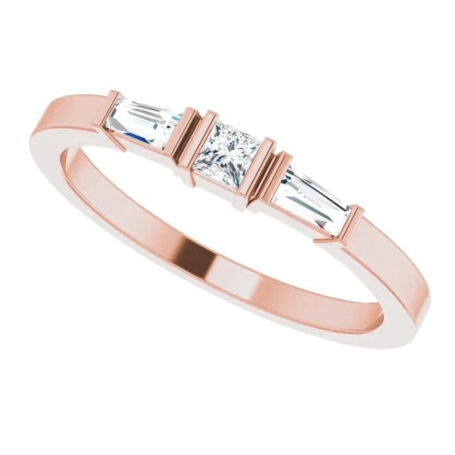 Drei-Stein-Echt Diamant ring 1,10 Karat Roségold 14K Schmuck