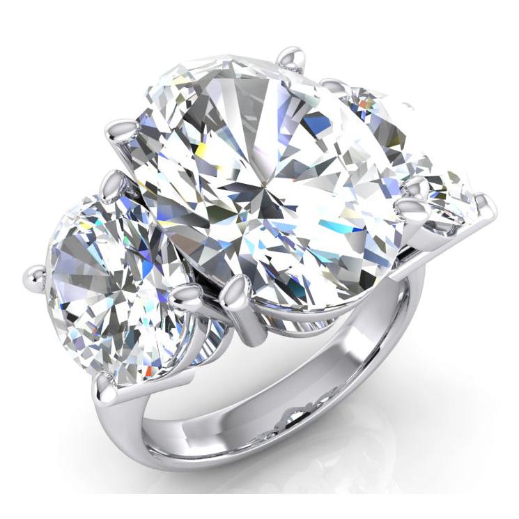 Drei Stein Echt Große Ovaler Aus der Erde Abgebauter Natürlicher Diamant  Ring
