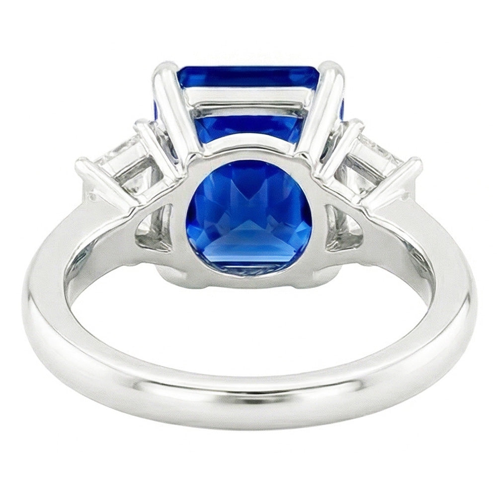 Drei-Stein-Edelstein-Saphir-Ring mit strahlenden Natürlicher Diamant ( nicht im Labor gezüchtet )en 3,50 Karat