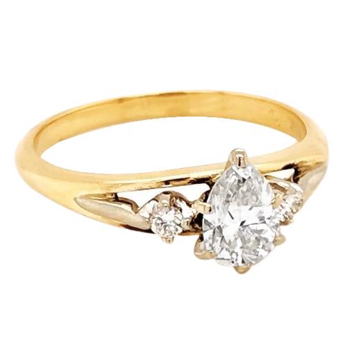 Drei-Stein-Natürliche Diamantring 1,50 Karat Krappenfassung Gelbgold 14K