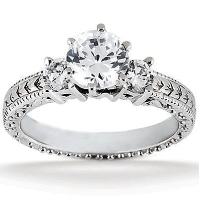 Drei Steine 3,20 Karat Echt Diamanten Antik-Stil Ring Weißgold 14K