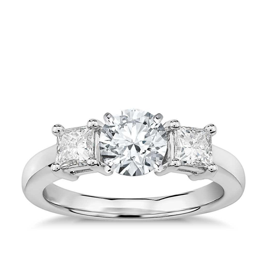 Drei Steine 3.75 ct Echt Diamanten Jubiläumsring Weißgold 14K