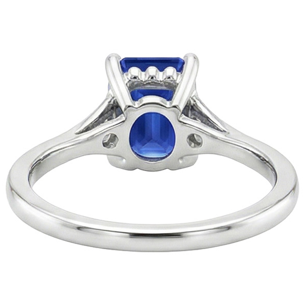 Drei-Steine-Ring Smaragd Sri Lanka Saphir & Aus der Erde Abgebauter Natürlicher Diamant 3,50 Karat