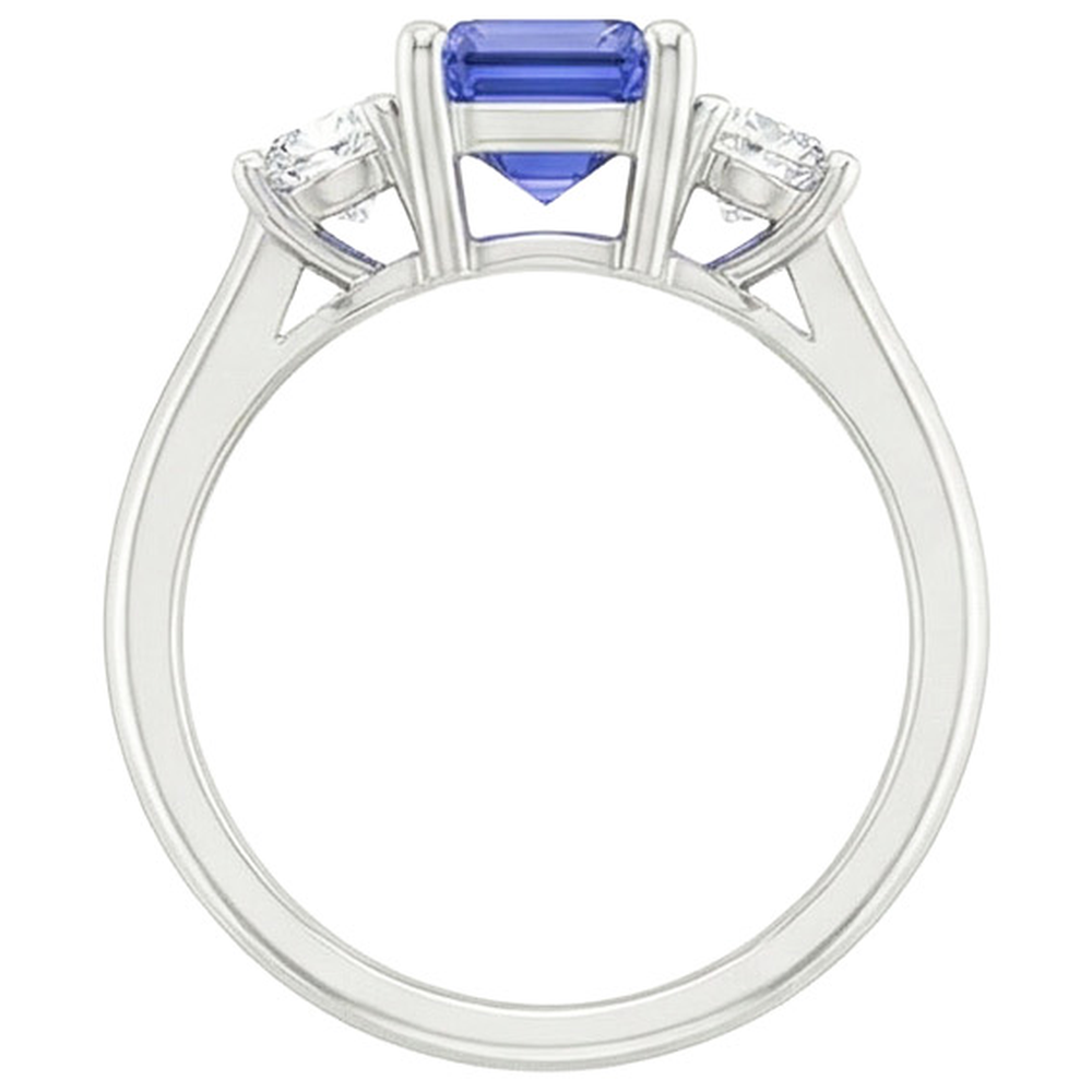 Drei Steine Ring Smaragd Sri Lanka Saphir & Aus der Erde Abgebauter Natürlicher Diamanten 3,50 Karat