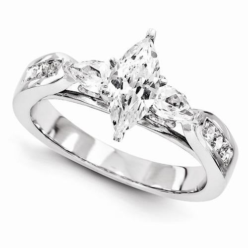 Drei Steine Stil Echt Aus der Erde Abgebauter Natürlicher Diamant Verlobungsring 1,58 Karat Neu