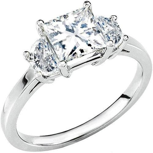 Drei-Steine-Verlobungsring-Set Echt Aus der Erde Abgebauter Natürlicher Diamant 2 Karat Weißgold 14K