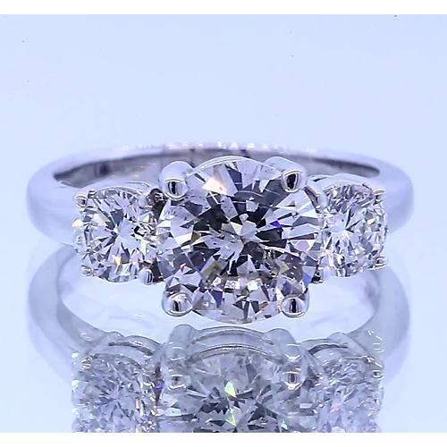 Dreistein-Echt Diamant runder Verlobungsring Krappenset 2,50 Karat