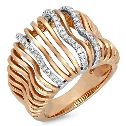 Echt 1 Karat Aus der Erde Abgebauter Natürlicher Diamant Ausgefallener Ring Zweifarbiger Gold 14K Schmuck
