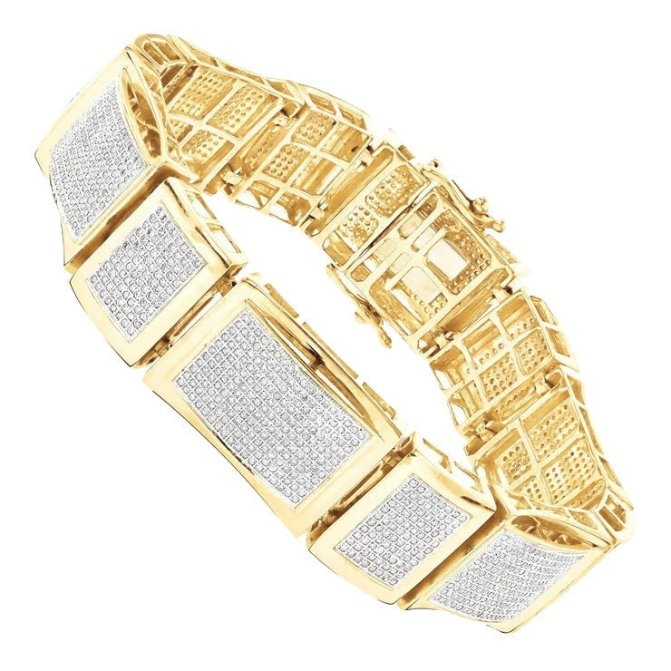Echt 18 Karat Runder Diamant Herren Feiner Armband Schmuck 14K Gelbgold