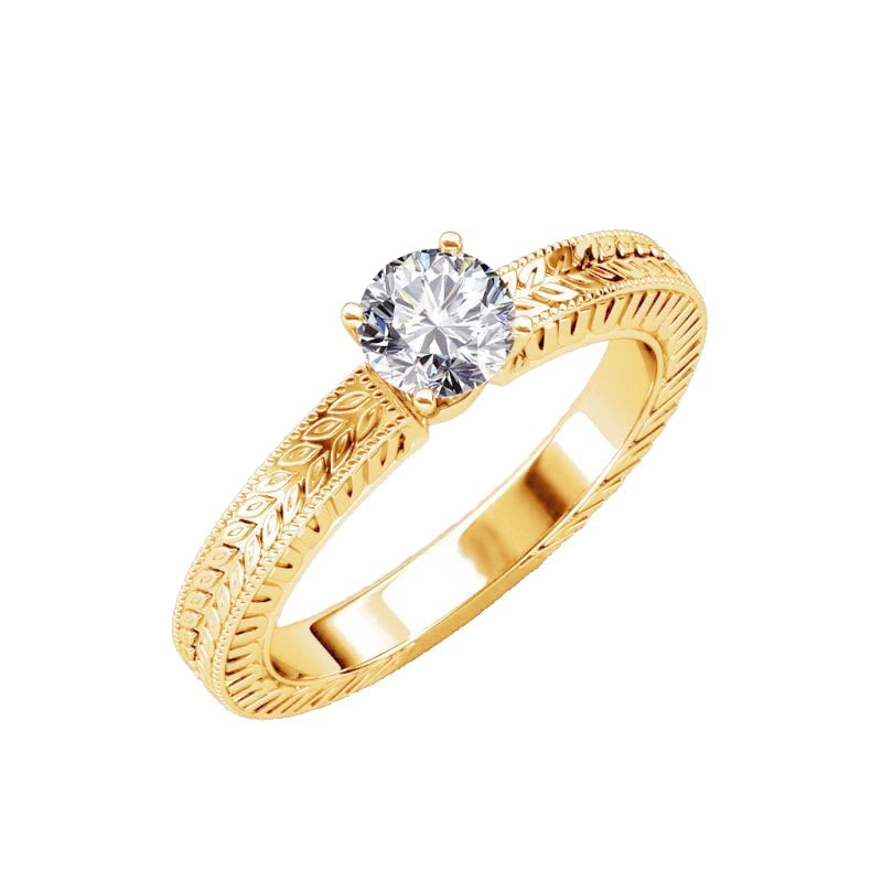 Echt 1.50 ct Aus der Erde Abgebauter Natürlicher Diamant-Verlobungsring im Rundschliff Gelbgold