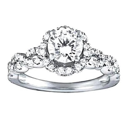 Echt 1.60 Karat Aus der Erde Abgebauter Natürlicher Diamant-Solitärring mit Akzenten Weißgold 14K