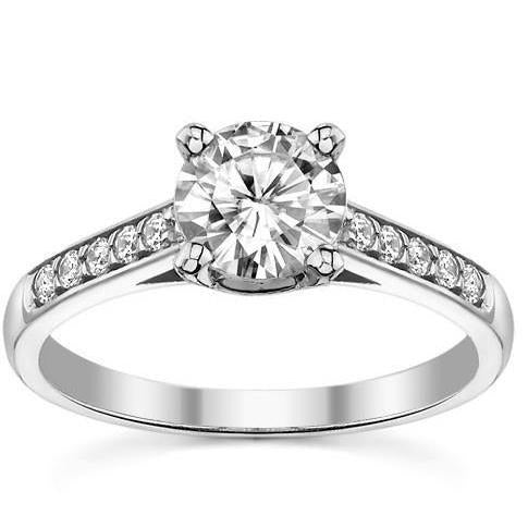 Echt 2 Kt Diamant Ehering Damen Schmuck Weißgold 14K