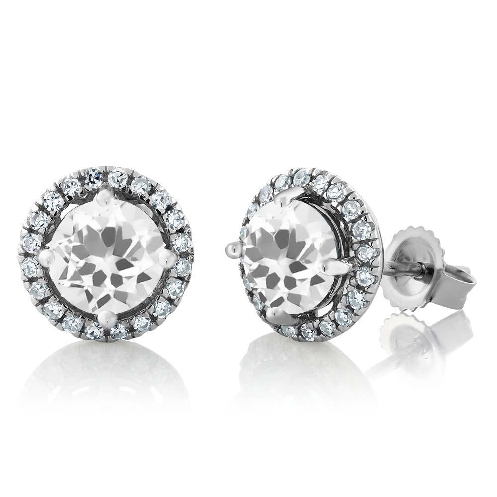 Echt 2.90 Karat Aus der Erde Abgebauter Natürlicher Diamanten im Brillantschliff Halo Damen Ohrstecker Weißgold 14K