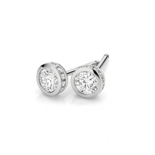 Echt 3.20 ct Aus der Erde Abgebauter Natürlicher Diamanten im Rundschliff Damen Ohrstecker Funkelndes Weißgold