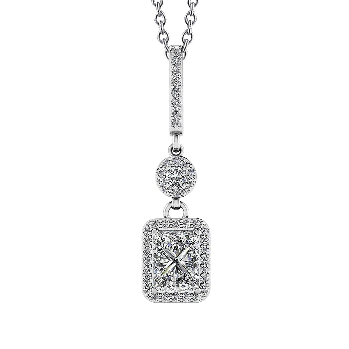 Echt 3.44 ct Aus der Erde Abgebauter Natürlicher Diamanten Weißgold Liebeszauber Tropfen Anhänger Halskette