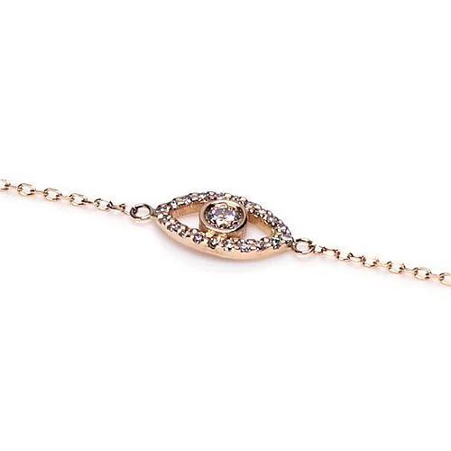 Echt Augenform Lünette Set Armband 1,30 Karat Gelbgold Schmuck