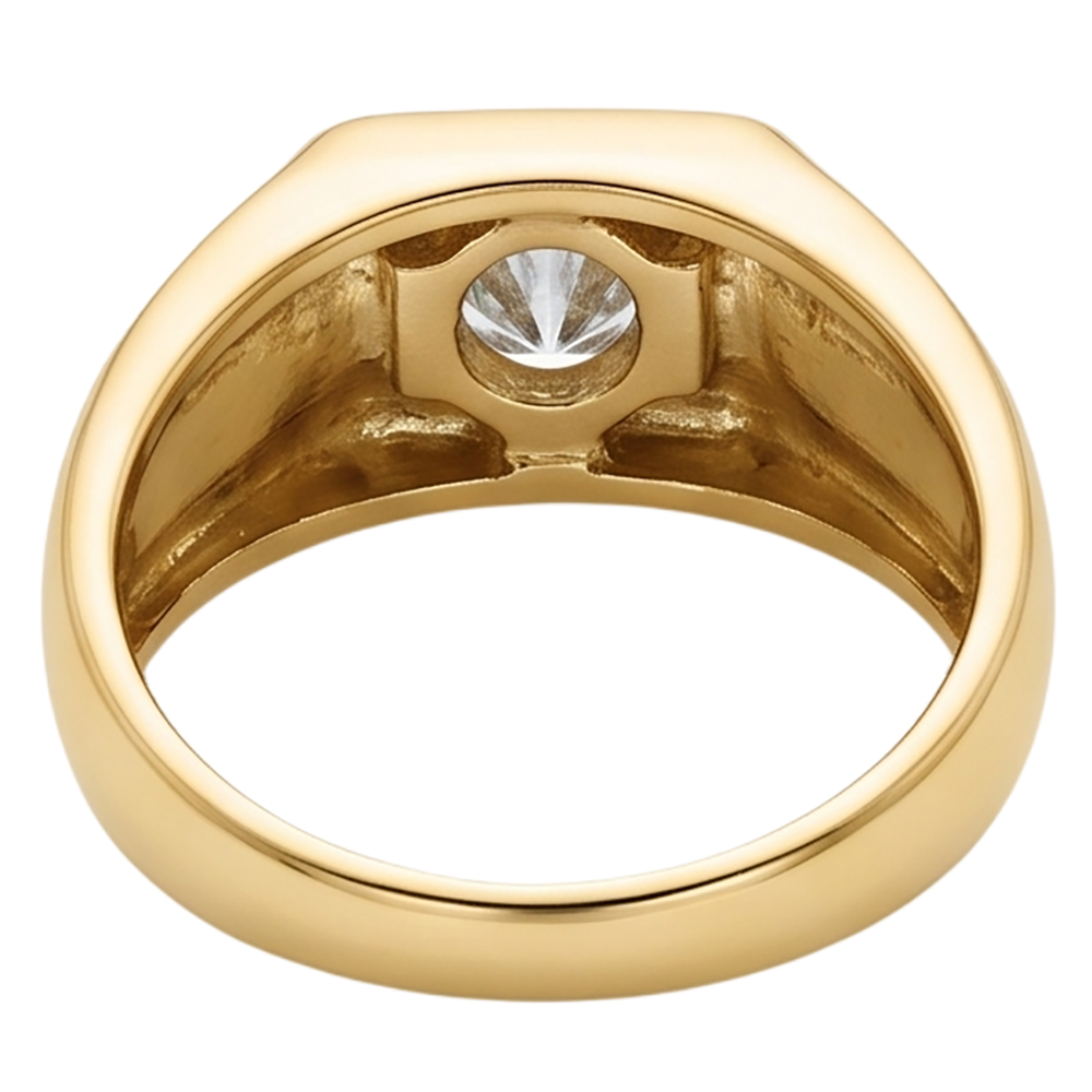 Echt Aus der Erde Abgebauter Natürlicher Diamant-Solitär-Verlobungsring 0.50 Karat Gelbgold 14K