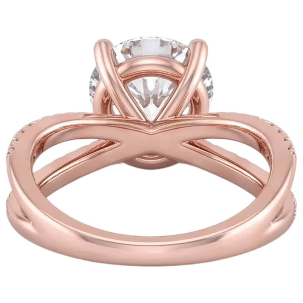 Echt Aus der Erde Abgebauter Natürlicher Diamant-Verlobungsring Gedrehter gespaltener Schaft 1.50 Karat Roségold 14K