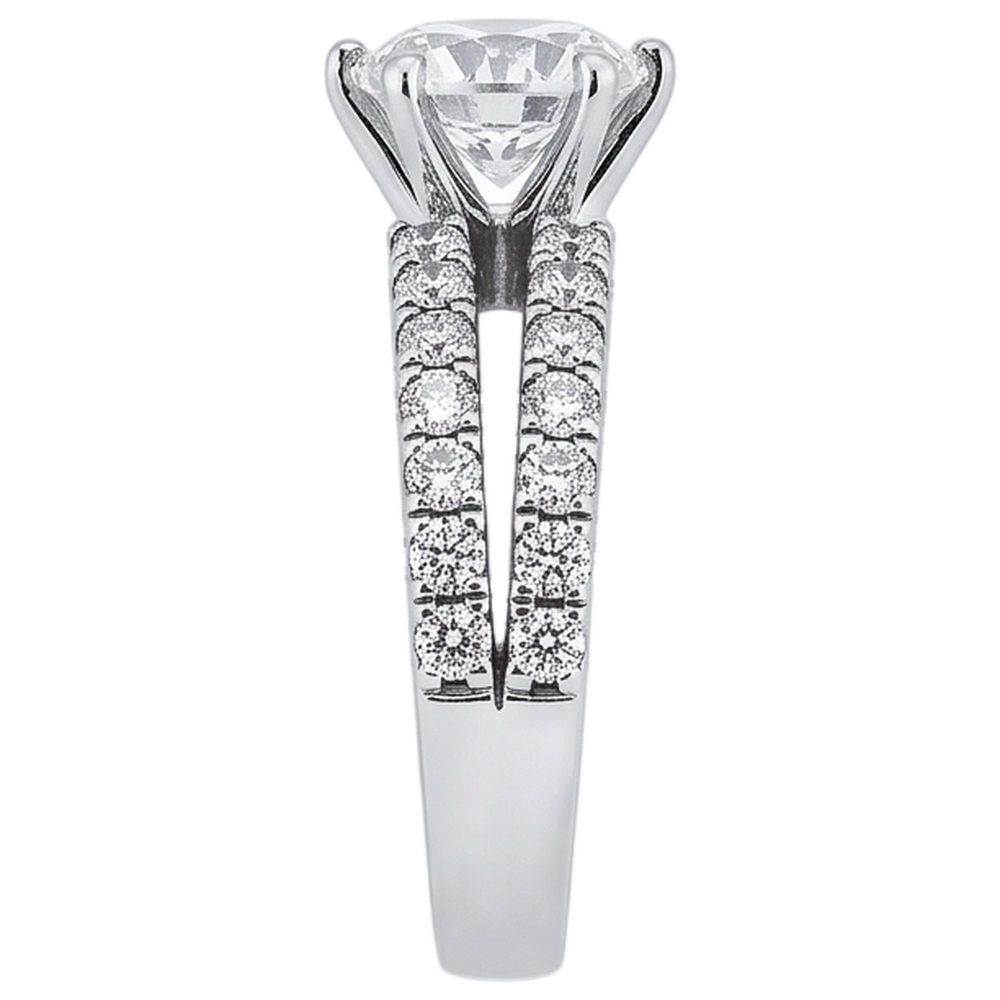 Echt Aus der Erde Abgebauter Natürlicher Diamant-Verlobungsring mit geteiltem Schaft in Krappenfassung 2.50 Karat WG 14K