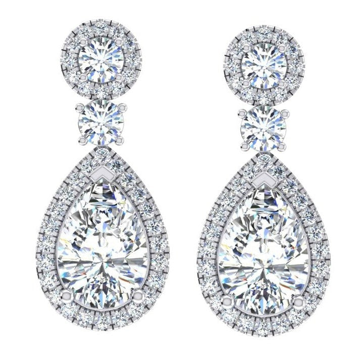 Echt-Birnen-Aus der Erde Abgebauter Natürlicher Diamant-Goldtropfen-Ohrringe