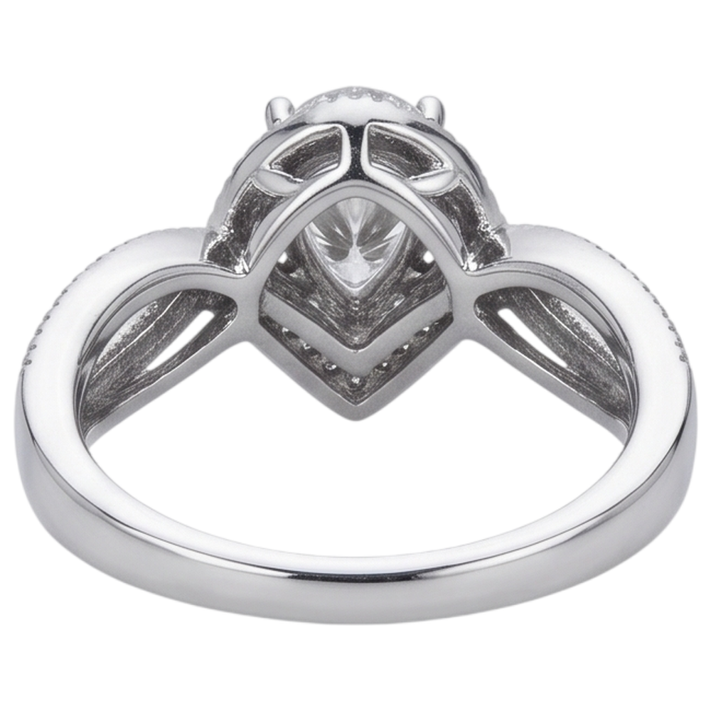 Echt Birnendiamant-Verlobungsring 1,25 Karat Verdrehter Schaft Akzent WG 14K