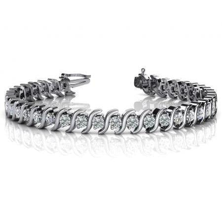 Echt Brillantschliff Aus der Erde Abgebauter Natürlicher Diamant Damen Armband S Link 8.75 Karat WG 14K
