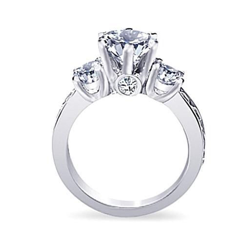 Echt Diamant 3,11 Karat Drei Stein Ring Stil Schmuck Weißgold 14K
