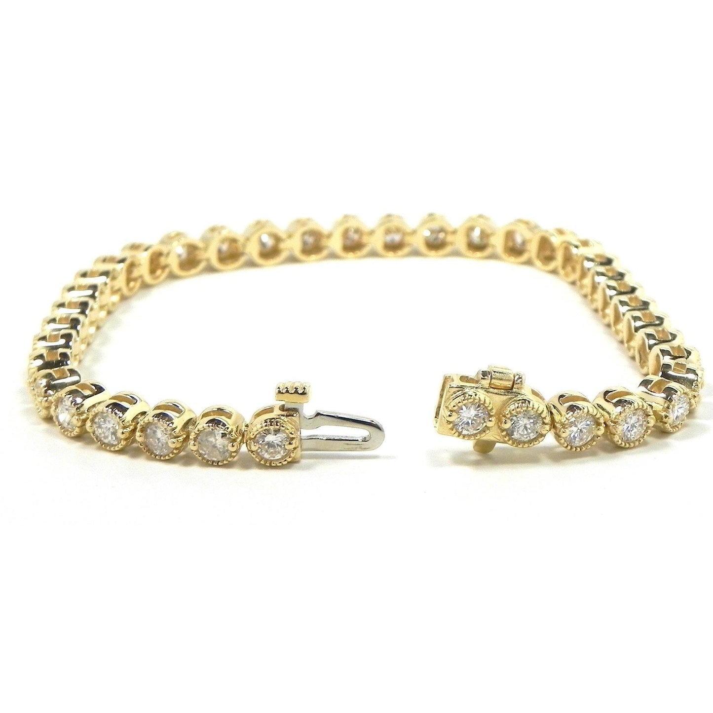 Echt Aus der Erde Abgebauter Natürlicher Diamant 5.70 Karat Tennis Armband 38 Steine Gelbgold 14K