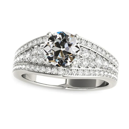 Echt Diamant Alter Minenschnitt Ausgefallener Ring Gold Krappen Pflasterset 3.25 Karat