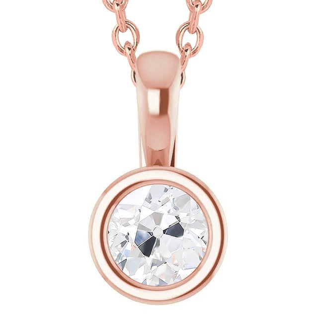 Echt Diamant-Anhänger Roségold Lünette Old Cut 2.50 Karat Schiebekette