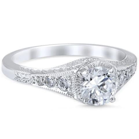 Echt Aus der Erde Abgebauter Natürlicher Diamant-Antik-Stil-Verlobungsring 2.40 Karat Weißgold 14K