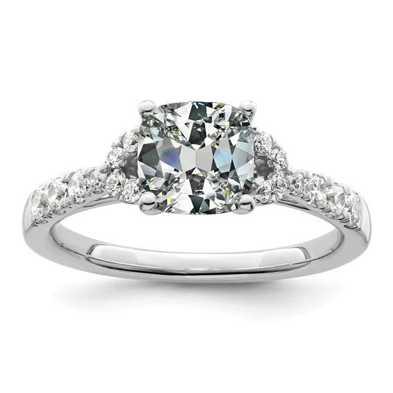 Echt Diamant Cushion alter Bergmann Verlobungsring mit Akzenten 6.50 Karat
