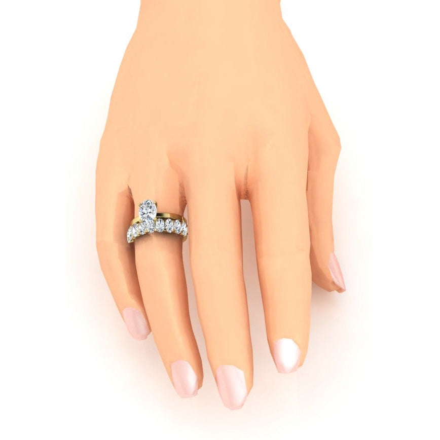 Echt Diamant-Damenring Ovalschliff Band-Set F VS1