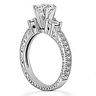 Echt Aus der Erde Abgebauter Natürlicher Diamant Drei-Stein-Verlobungsring 2 ct. Weißgold im antiken Stil 14K