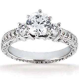 Echt Aus der Erde Abgebauter Natürlicher Diamant Drei-Stein-Verlobungsring 2 ct. Weißgold im antiken Stil 14K