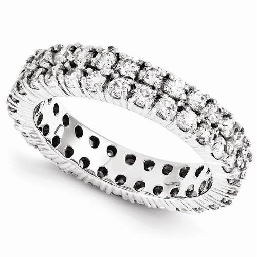 Echt Aus der Erde Abgebauter Natürlicher Diamant Eternity Band Doppelreihig 2.80 Karat Damen Schmuck Neu