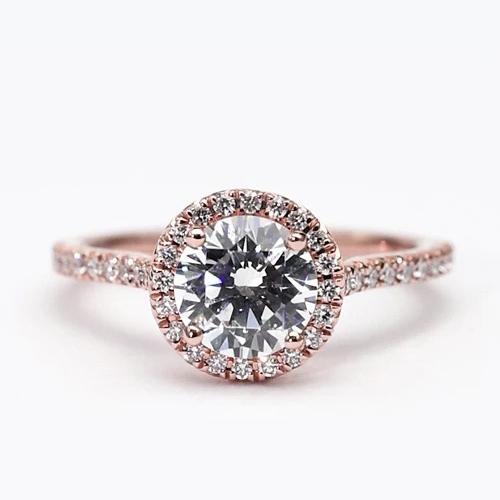Echt Diamant Halo Ring 2,50 Karat Roségold Schmuck mit Akzent Neu