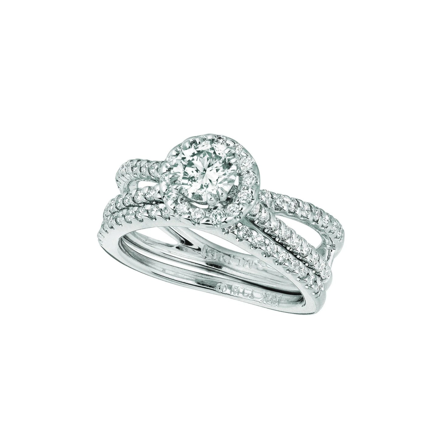 Echt Diamant Halo Split Shank Ring 1,42 Karat 14K Weißgold