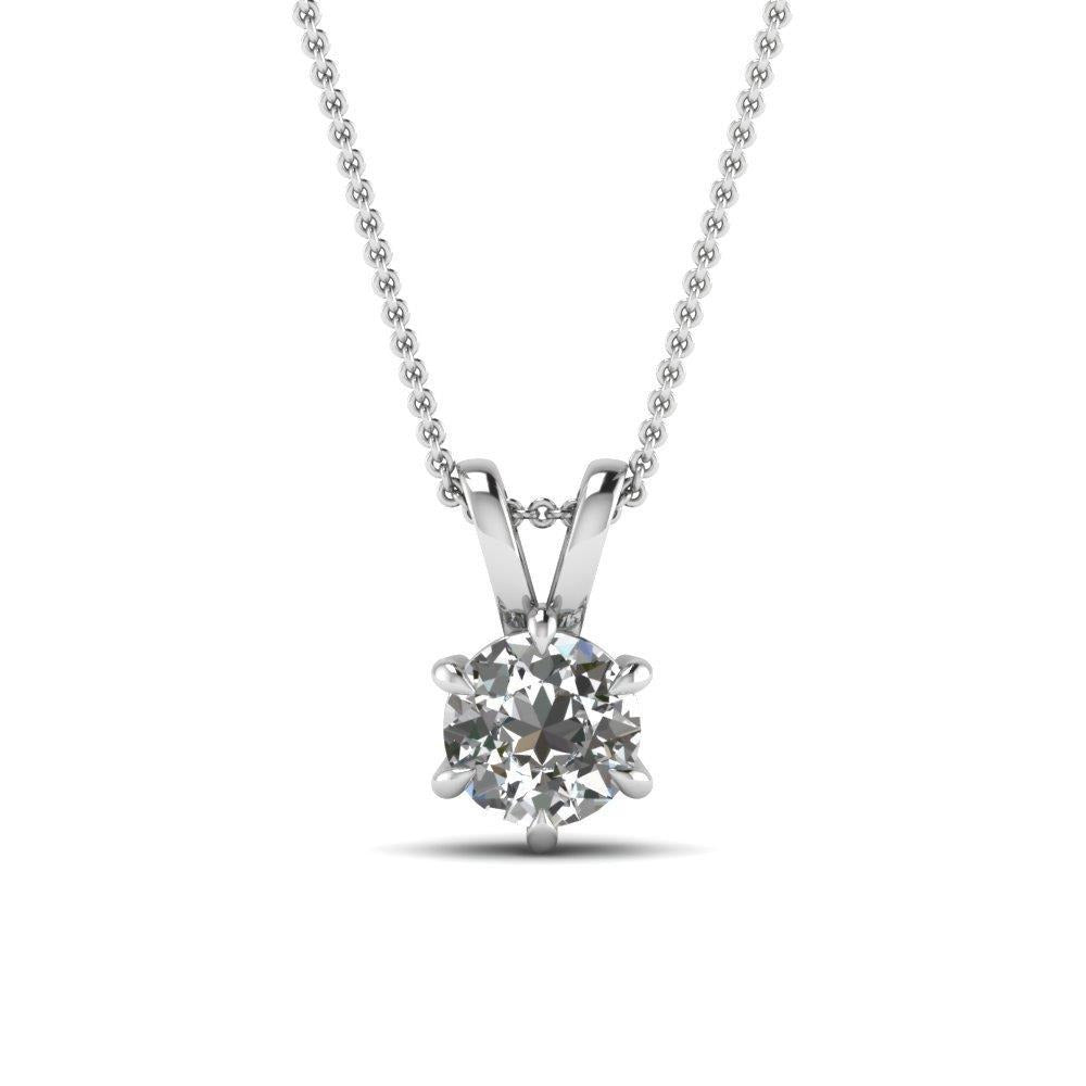 Echt Aus der Erde Abgebauter Natürlicher Diamant Halskette Anhänger 1,50 Karat Weißgold 14K Claw Prong Set Neu
