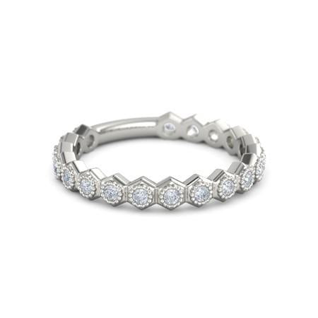 Echt Diamant-Hochzeits-Jubiläumsband 1,90 Karat Hexagon Milgrain Schmuck