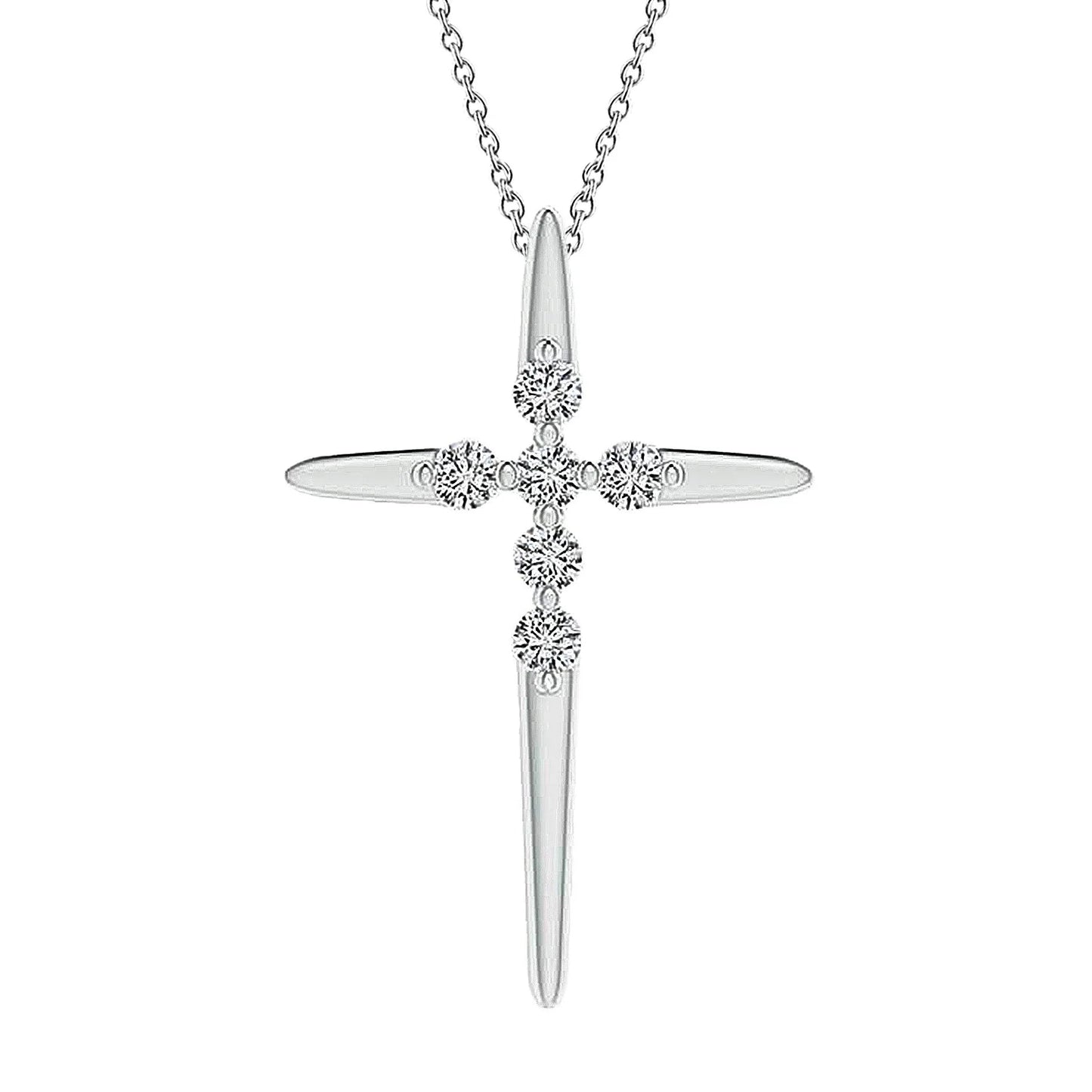 Echt Diamant-Kreuz-Anhänger-Halskette 2,10 ct. Weißgold 14K Damenschmuck