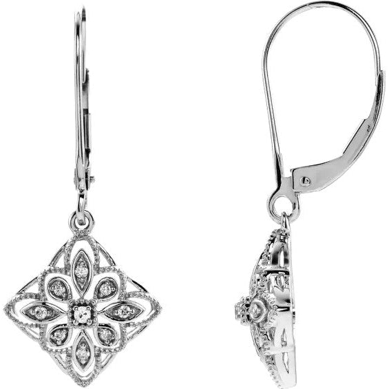 Echt Diamant-Ohrhänger Vintage-Stil 1,50 Karat Altschliff Weißgold