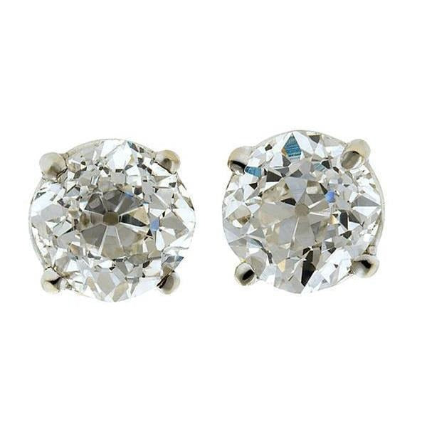 Echt Aus der Erde Abgebauter Natürlicher Diamant Ohrstecker 1,80 Karat alter Bergmann Cut Ohrringe Damen