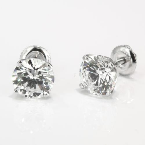 Echt Aus der Erde Abgebauter Natürlicher Diamant Ohrstecker 2,50 Karat Weißgold Damenschmuck