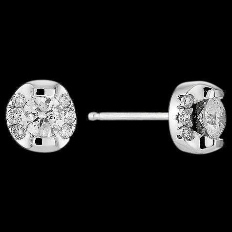Echt Diamant Ohrstecker Rund 2.5 ct. Weißes Gold
