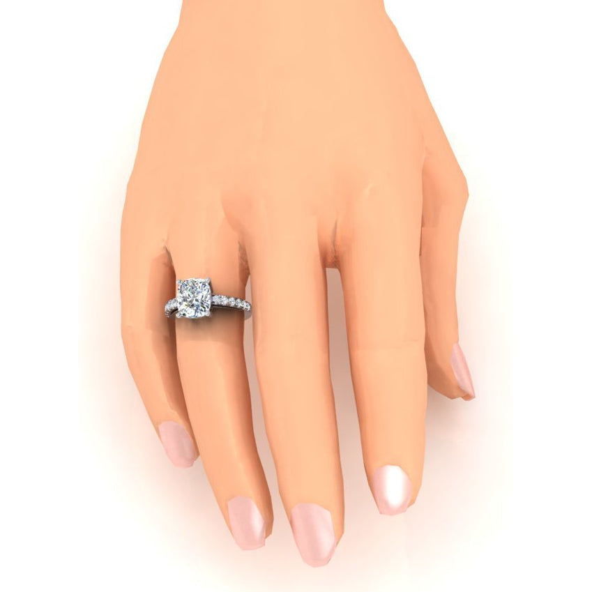 Echt Diamant Ring Kissen Mit Seitlichen Steinen