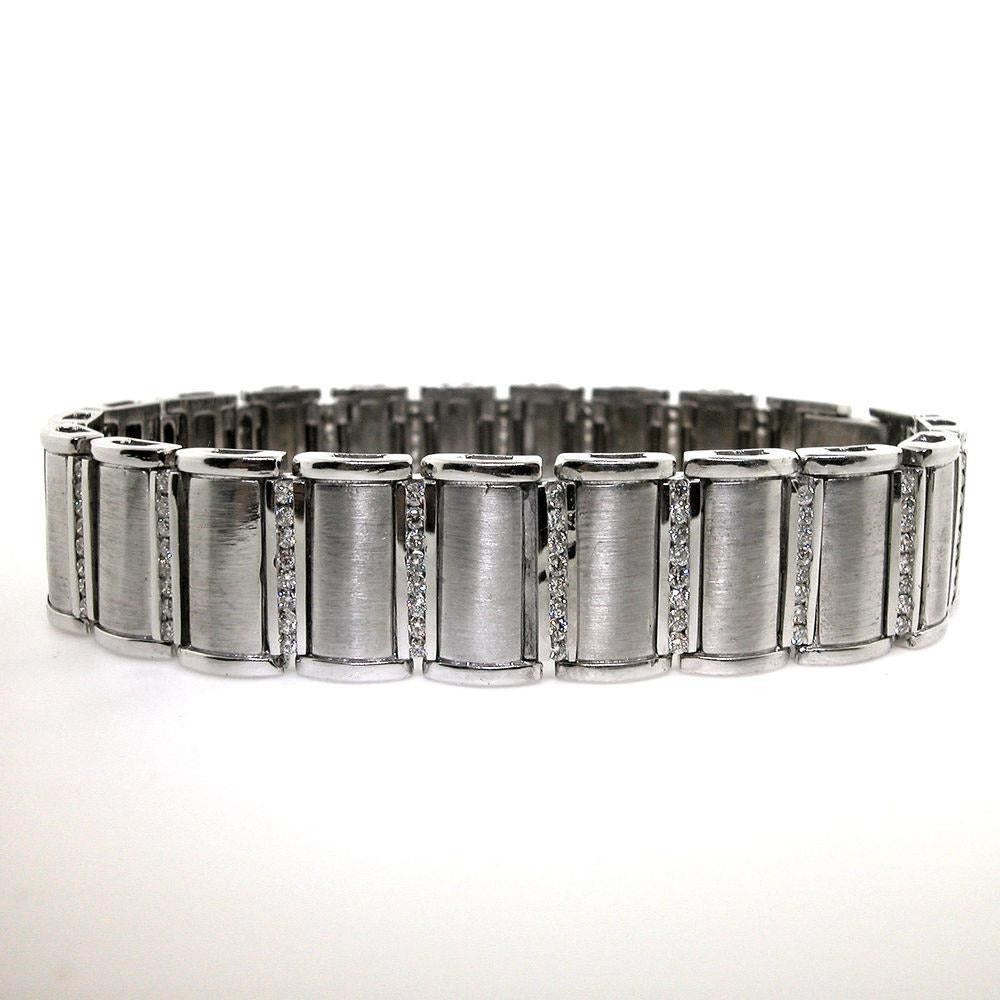 Echt Diamant Runde Form 6 Karat Herren Armband Weißgold 14K