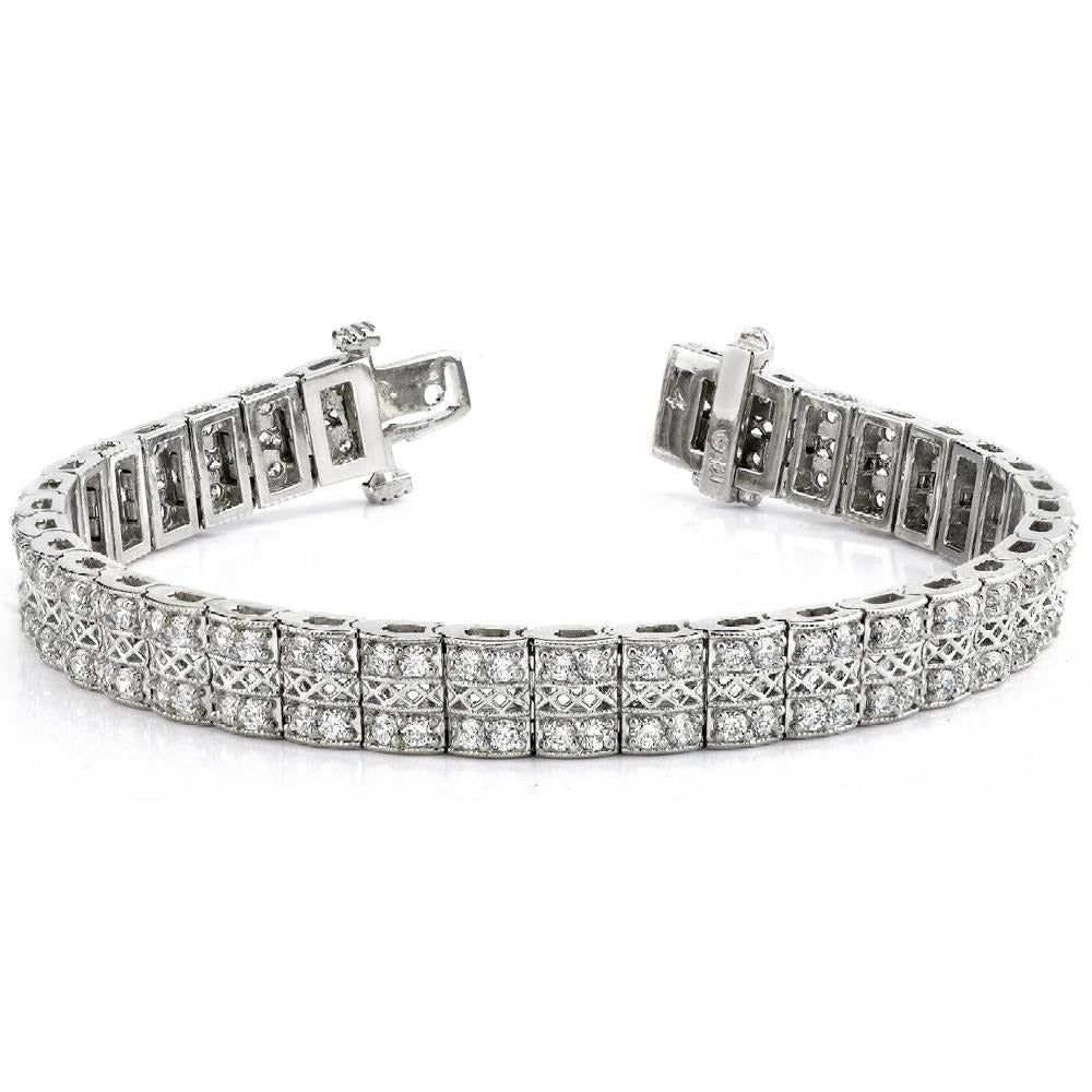 Echt Diamant Rundes Tennisarmband mit Brillantschliff Weißgold 7,20 Karat