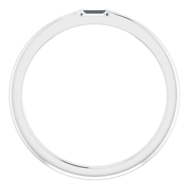 Echt Diamant Solitär Ehering Gerade Baguette 0,40 Karat Weißgold 14K