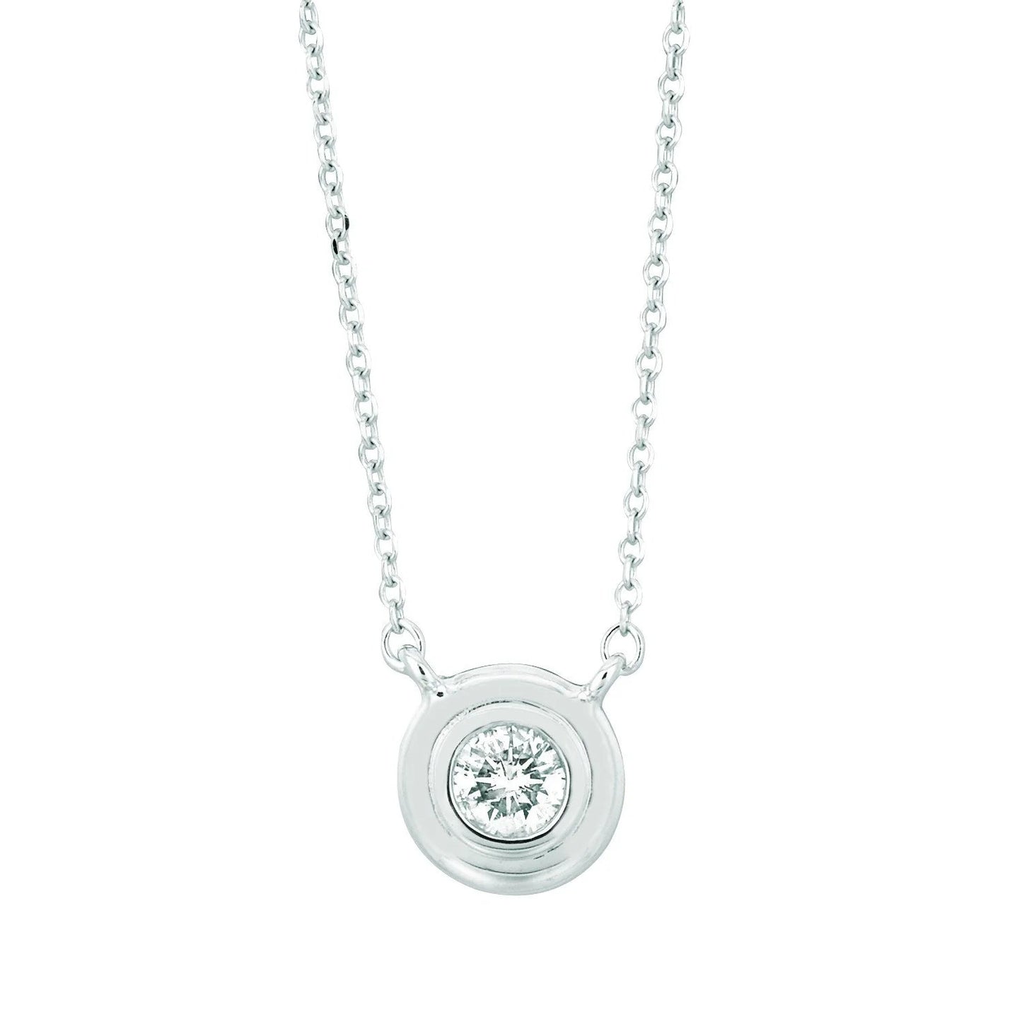 Echt Diamant-Solitär-Lünette Halskette Anhänger 0,50 Karat 14K Weißgold